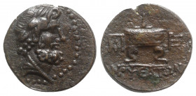 Cilicia, Mopsos, 164-27 BC. Æ (20mm, 5.63g, 12h). Laureate and draped bust of Zeus r. R/ Fire altar; monograms flanking. SNG BnF 1956; SNG Levante 130...