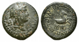Cilicia, Seleukeia, 2nd-1st centuries BC. Æ (17mm, 5.16). Laureate head of Apollo r.; monogram behind. R/ Forepart of horse r.; two monograms below. C...