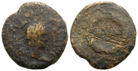 Augustus (27 BC-AD 14). Spain, Turiaso. Æ As (28mm, 12.62g, 6h). Laureate head r. R/ MVN within oak wreath, [TVRIASO] below. ACIP 3276; RPC I 405. Scr...