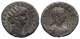 Nero and Poppaea (54-68). Egypt, Alexandria. BI Tetradrachm (25mm, 13.21g, 12h), year 10 (AD 63/4). Radiate head of Nero r. R/ Draped bust of Poppaea ...