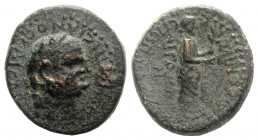 Vespasian (69-79). Aeolis, Aegae. Æ (18mm, 4.42g, 12h). Laureate head r. R/ Apollo standing r., holding taenia and branch. RPC II 966. Good Fine