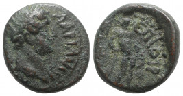 Hadrian (117-138). Judaea, Gaza. Æ (17mm, 4.80g, 12h), year 4 and CY 193 (AD 132/3). Laureate head r. R/ Hercules standing r., holding club and lion’s...