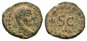 Caracalla (198-217). Seleucis and Pieria, Antioch. Æ (22mm, 8.31g, 6h). Laureate head r. R/ Large SC; eagle below; all within laurel wreath. McAlee 69...