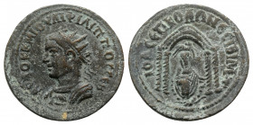 Philip II (247-249). Mesopotamia, Nisibis. Æ (25mm, 9.29g, 6h). Radiate and cuirassed bust l. R/ Tyche seated facing; above, ram (Aries) leaping r., h...