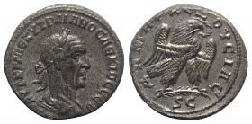Trajan Decius (249-251). Syria, Antioch. BI Tetradrachm (25mm, 13.13g, 6h), AD 250-251. Laureate, draped and cuirassed bust r.; pellet below. R/ Eagle...