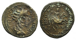 Trebonianus Gallus (251-253). Bithynia, Nicomedia. Æ (25mm, 5.68g, 1h). Radiate and draped bust r. R/ Emperor on horseback r. Cf. RPC IX 356. Brown pa...