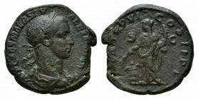 Severus Alexander (222-235). Æ As (24mm, 8.92g, 12h). Rome, AD 227. Laureate, draped and cuirassed bust r. R/ Annona standing l., holding cornucopia a...