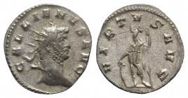 Gallienus (253-268). Antoninianus (19mm, 2.85g, 6h). Mediolanum. Radiate head r. R/ Virtus standing l., holding spear and shield. RIC V 534. Good VF