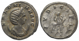 Salonina (Augusta, 254-268). Antoninianus (21mm, 4.05g, 6h). Rome, 260-2. Draped bust r., wearing stephane and set on crescent. R/ Pudicitia seated l....