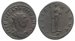 Tacitus (275-276). Radiate (23mm, 4.15g, 12h). Siscia. Radiate, draped and cuirassed bust r. R/ Felicitas standing l., holding caduceus and cornucopia...