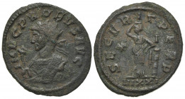 Probus (276-282). Radiate (24mm, 3.47g, 6h). Ticinum, AD 282. Radiate bust l. in imperial mantle, holding sceptre surmounted by eagle. R/ Securitas st...