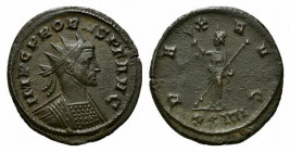 Probus (276-282). Radiate (22mm, 3.81g, 12h). Siscia, AD 277. Radiate and cuirassed bust r. R/ Pax standing facing, holding branch and sceptre; XXIVI....