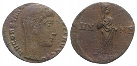 Divus Constantine I (died 337). Æ (14mm, 1.10g, 6h). Uncertain mint. Veiled head r. R/ Constantine standing facing, head r.; VN/MR//[…]. Cf. RIC VIII ...