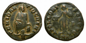 ‘Persecution’ issue, time of Maximinus II (310-313). Æ (15mm, 1.63g, 5h). Antioch, 310-3. Tyche seated facing; river-god Orontes swimming below. R/ Ap...