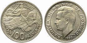 MONACO. Ranieri III. 100 francs 1950 Co-Ni (11.90 g - 30 mm). KM#133. qFDC