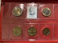 MONACO. EURO. 10-20-50 cent; 1-2 Euro + francobollo con folder. FDC
