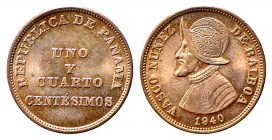 PANAMA. 1-1/4 Centesimos 1940. AE (3,10 g). KM#15. FDC