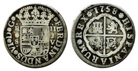 SPAGNA. Siviglia. Ferdinando VI (1746-1759). 2 reales 1758 JV. Ag (5,23 g). KM#386.2. qBB