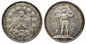 SVIZZERA. Tiri Federali. Zug. 5 francs 1869 Ag (25,08 g). KM#S10. SPL