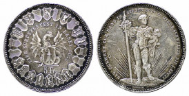 SVIZZERA. Tiri Federali. Basilea. 5 francs 1879 Ag (25,04 g). KM#S14. BB+