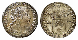 FOSDINOVO. Maria Maddalena Centurioni, moglie di Pasquale Malaspina (1663-1669). Luigino 1667. Mi (1,77 g). qSPL