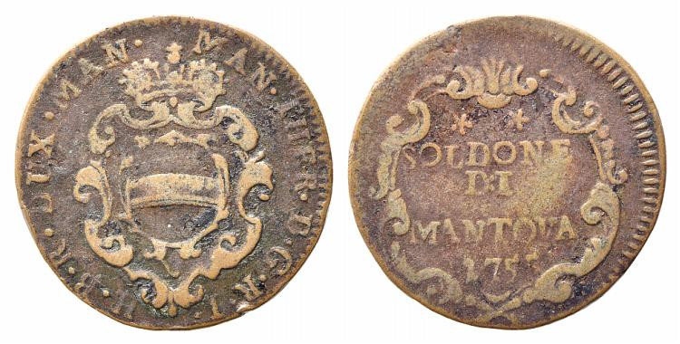 MANTOVA. Maria Teresa d'Asburgo (1740-1780). Soldone 1755 Cu (4,47 g). Bignotti ...