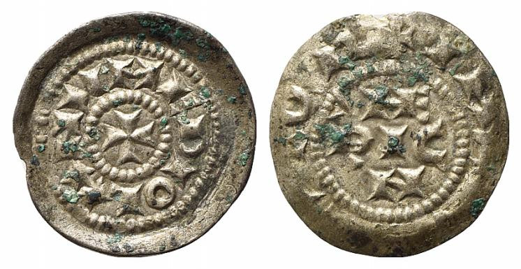 MILANO. Monetazione a nome di Enrico (1039-1125). Denaro scodellato Ag (0,74 g)....
