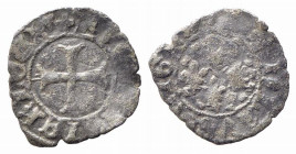 NAPOLI. Ladislao di Durazzo (1386-1414). Denaro Mi (0,42 g). Nel campo quattro gigli - R/ croce patente. MIR 44 var. qBB