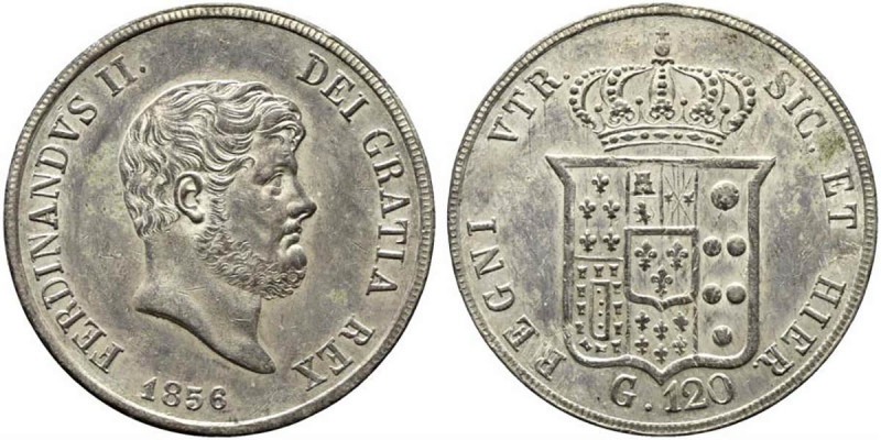 NAPOLI. Ferdinando II di Borbone (1830-1859). Piastra da 120 grana 1856. Ag (27,...