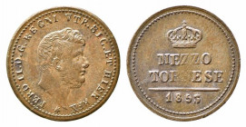 NAPOLI. Ferdinando II (1830-1859). 1/2 tornese 1853. Magliocca 802. BB-SPL