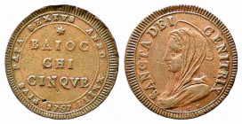 ROMA. Pio VI (1775-1799). Madonnina da 5 baiocchi 1797 sigle TM anno XXIII. Cu (15,50 g - 33 mm). BB-SPL
