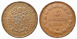 ROMA. Pio IX (1846-1870). 5 baiocchi 1850 anno IV. Cu (40,09 g). Gig. 168. BB