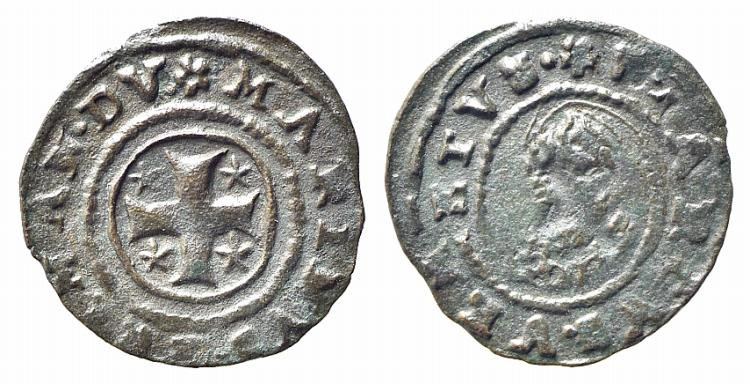 VENEZIA. Marino Grimani (1595-1605). Doppio bagattino Cu (0,44 g). D/croce paten...