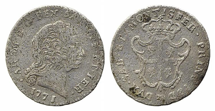 Carlo Emanuele III (1730-1773). Torino. Monetazione per la Sardegna. Reale nuovo...