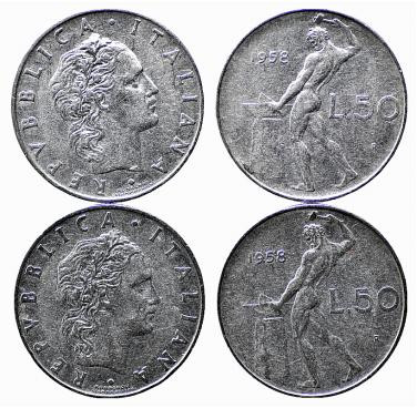Repubblica Italiana. Monetazione in lire (1946-2001). 50 lire 1958 "Vulcano". Gi...