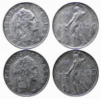 Repubblica Italiana. Monetazione in lire (1946-2001). 50 lire 1958 "Vulcano". Gig.147. Lotto di due esemplari MB-BB