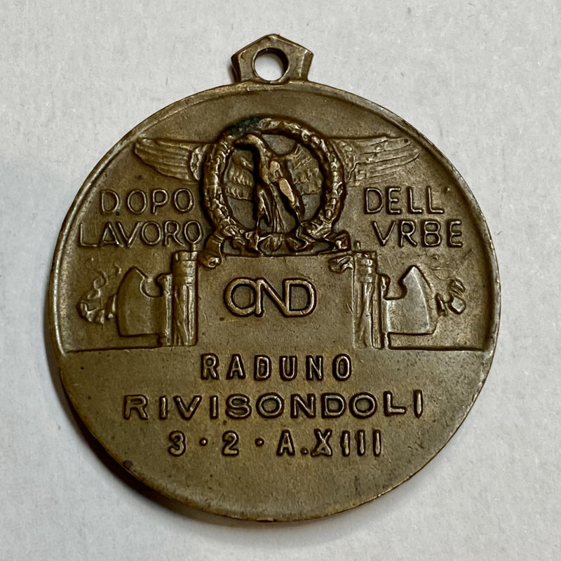 Ventennio Fascista (1922-1943). Medaglia OND Raduno Rivisondoli anno XIII. AE (1...