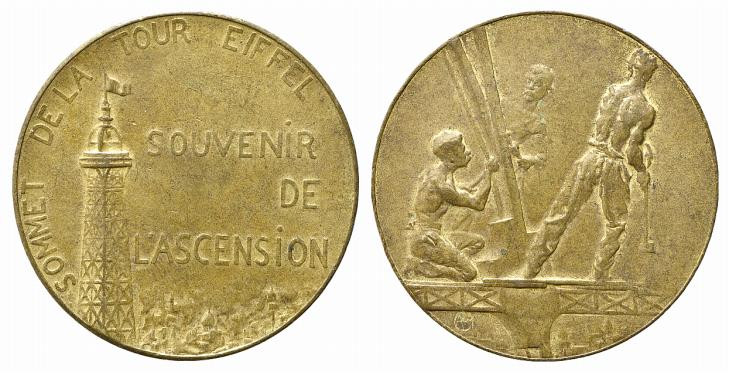 FRANCIA. Medaglia souvenir della Torre Eiffel primi del '900. AE dorato (27,17 g...