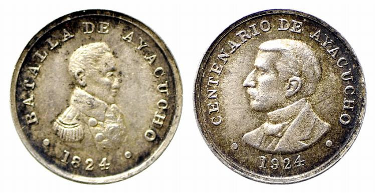 PERU. Medaglia centenario della battaglia di Ayacucho (1824-1924). Ag (1,60g - 1...