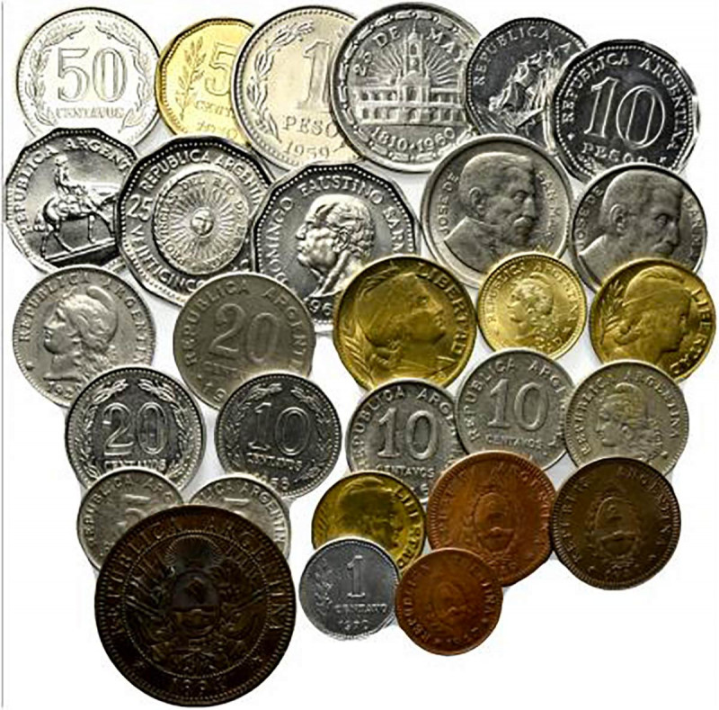 ARGENTINA. Lotto di 29 monete con bustine di vecchia raccolta. SPL-FDC