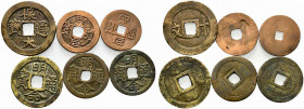 CINA. Lotto di 6 monete da catalogare con bustine di vecchia raccolta. BB