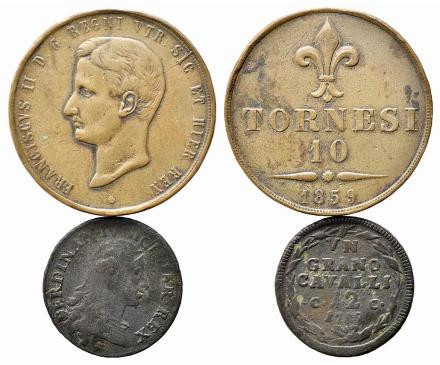 ZECCHE ITALIANE. NAPOLI. Lotto di 2 monete (Francesco II 10 tornesi 1859; Ferdin...