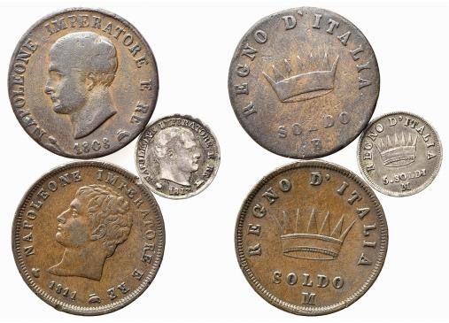 ZECCHE ITALIANE. Napoleone Re d'Italia. Lotto di 3 monete. MB-BB