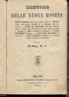 A.A.V.V. P.C. - Manuale delle nuove monete. Milano, 1860. pp. 58. ril \pelle coeva cart. Rigido ottimo stato.