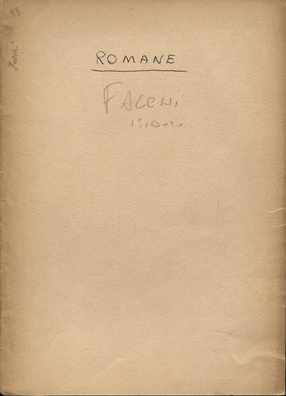 FALCHI I. - Sulla riduzione in peso dell' Asse romano. s. L. nè data. pp. 13-20....