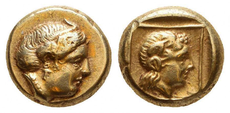 LESBOS. Mytilene. EL Hekte (Circa 454-427 BC).
Obv: Laureate head of Apollo rig...