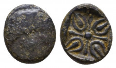 Ionia, Miletos; c. early 4th cent. BC, Ae.
Reference:
Condition: Very Fine

Weight: 0.6 gr
Diameter: 9 mm