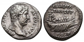 Hadrian. AD 117-138. AR Denarius. Rome mint. Struck circa AD 132-135. HADRIANVS AVGVSTVS, bareheaded bust right, slight drapery / FELICITA/TI AVG P P ...