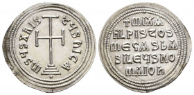 Michael II the Amorian. 820-829. AR Miliaresion. Constantinople mint. Cross potent set on three steps / + MIXA/ HL ЄC ΘЄЧ/PISτOS bA/ SILЄЧS RO/ MAIOn ...