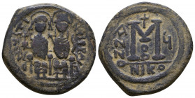 Justin II and Sophia. 565-578. AE 
Reference:
Condition: Very Fine

Weight: 11.6 gr
Diameter: 27 mm